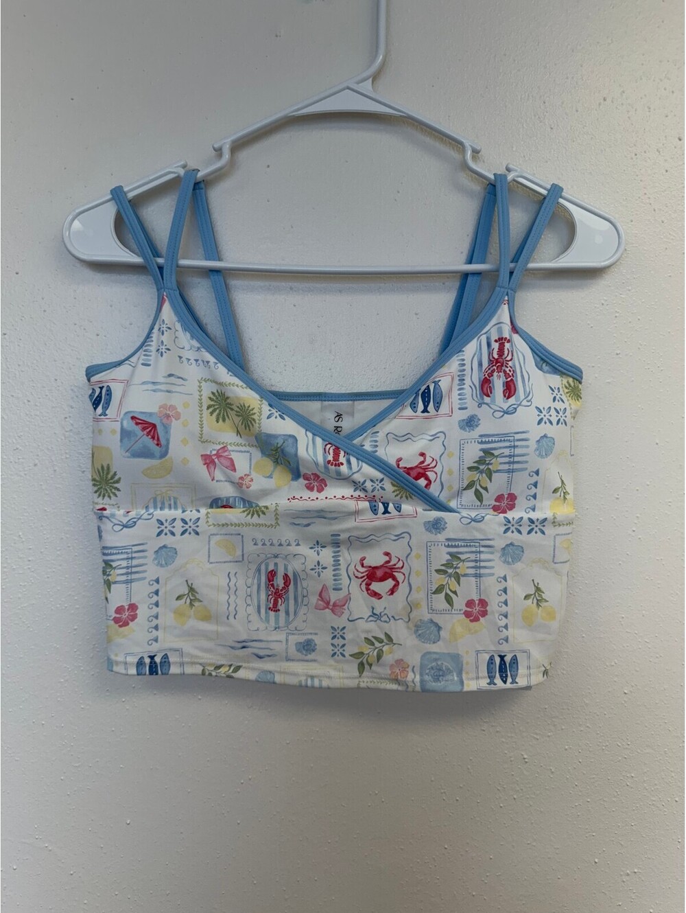 AS Revival Women's Crop Tank Top with Nautical Print, Medium
